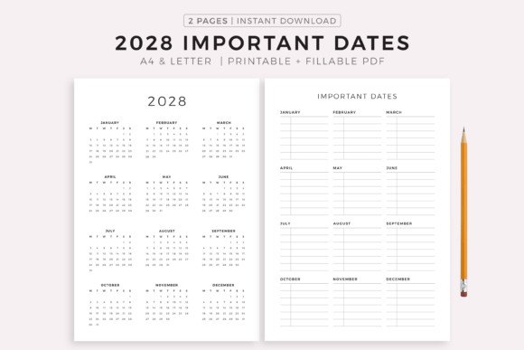 Download 2028 Calendar and Important Dates - Dates Collection